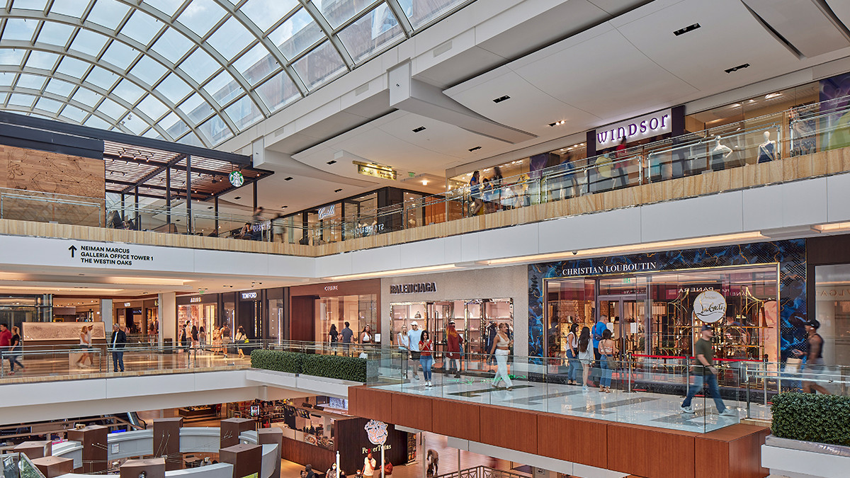 How many shops are in the Galleria mall?