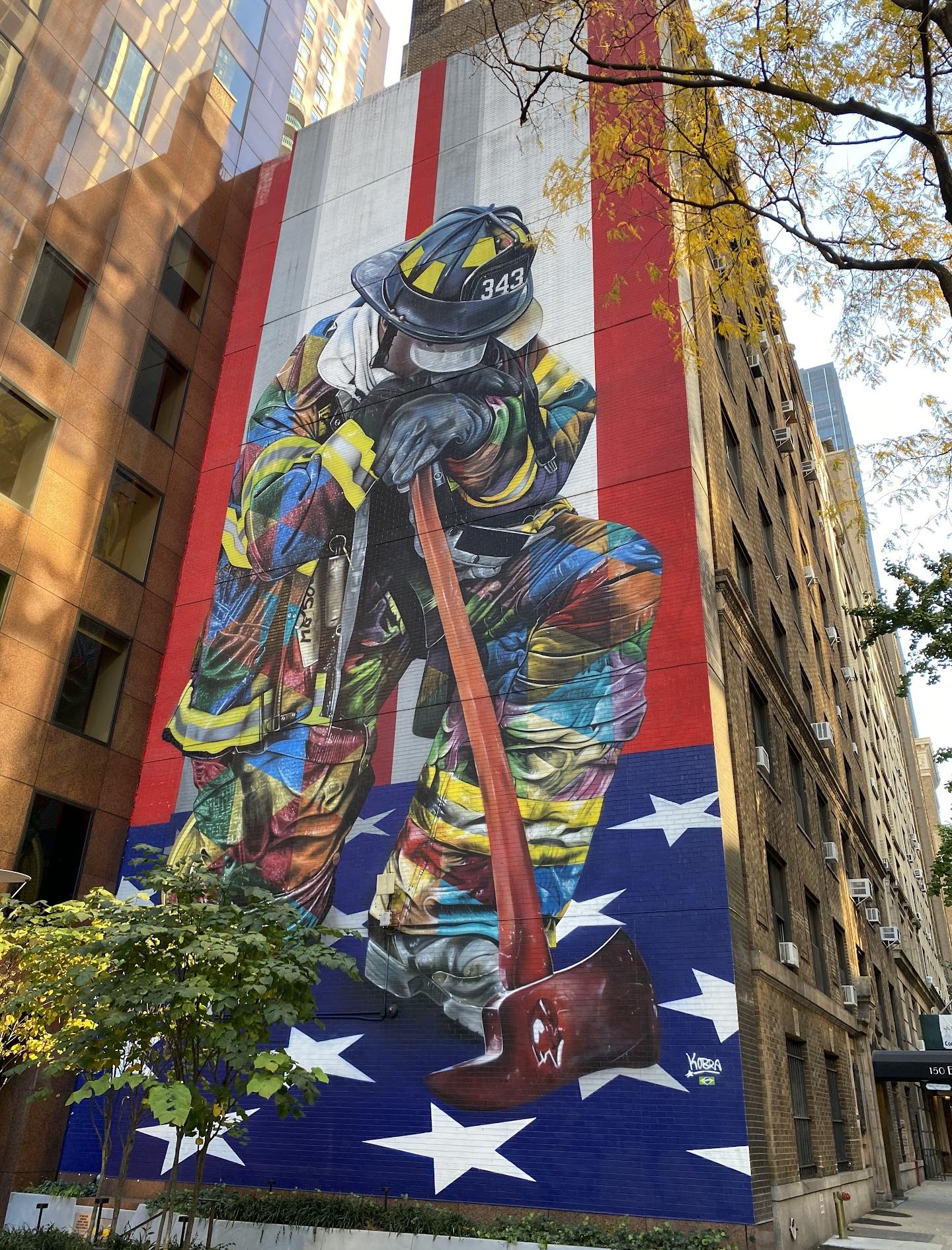 Muurschildering Kobra Brandweerlieden USA